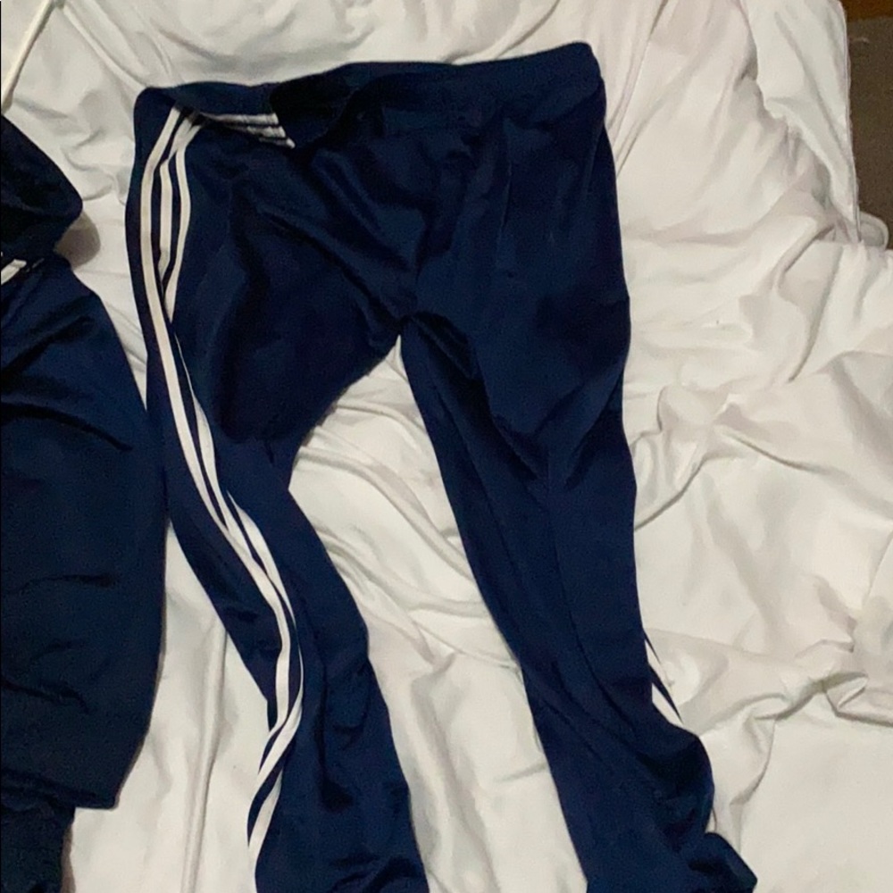 Navy blue addidas track suit